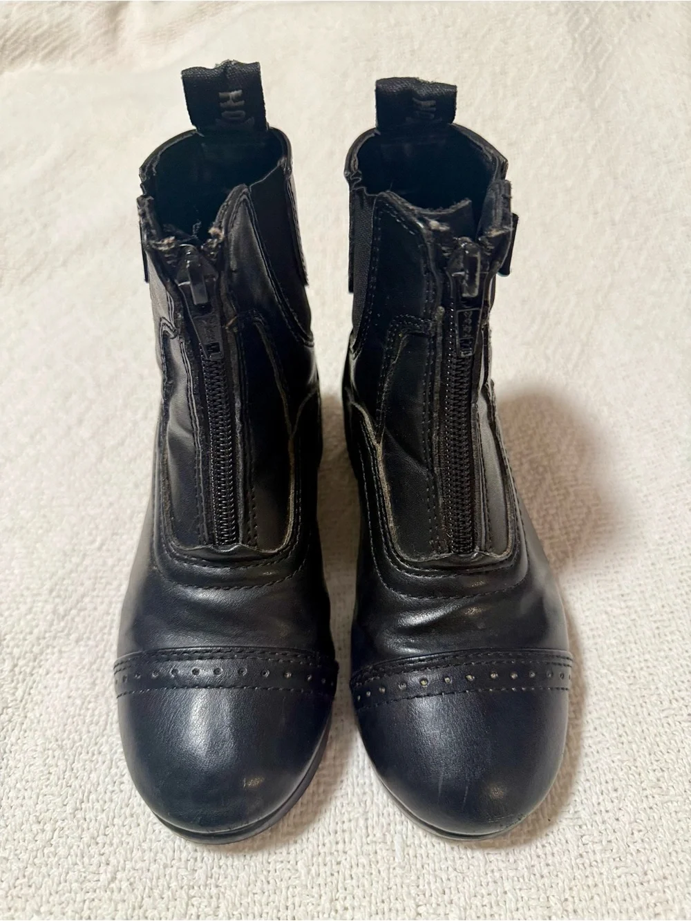 Saxon Kids Black Paddock Riding Boots Size 11 Zip Equestrian